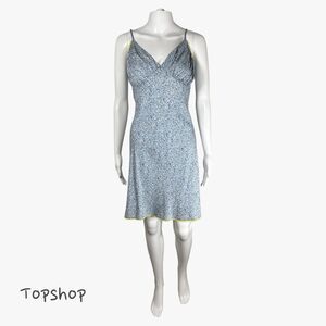 Topshop Women's Mini Jacquard Slip Dress Size 12 Preppy Girly Lace